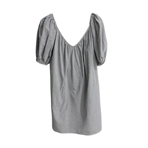 Mara Hoffman Swim Gingham Puff Sleeve Tie Back Mini Dress L Cotton Black White - Picture 4 of 12